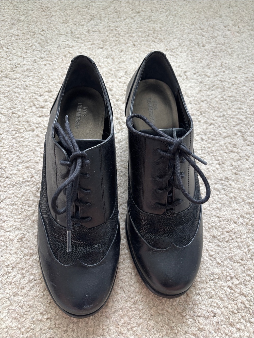 Ros Hommerson Black Lace-Up Women's Loafers